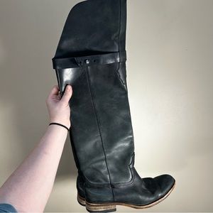 Spirit By Lucchese Black Leather Ali Cowboy Over The Knee Boots Size 7